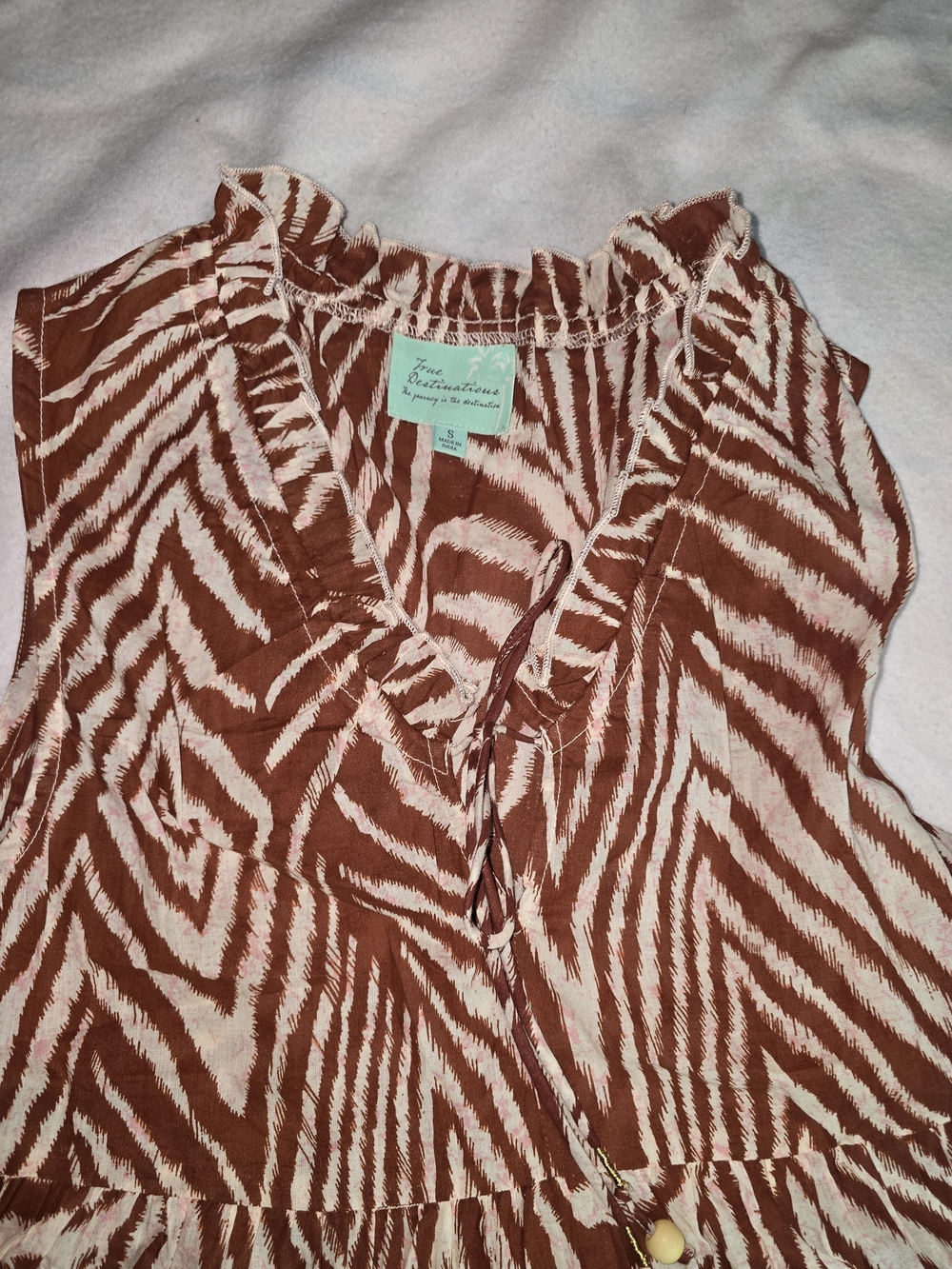 Sleeveless Brown Zebra-Print Tiered Mini Dress - Picture 3 of 7